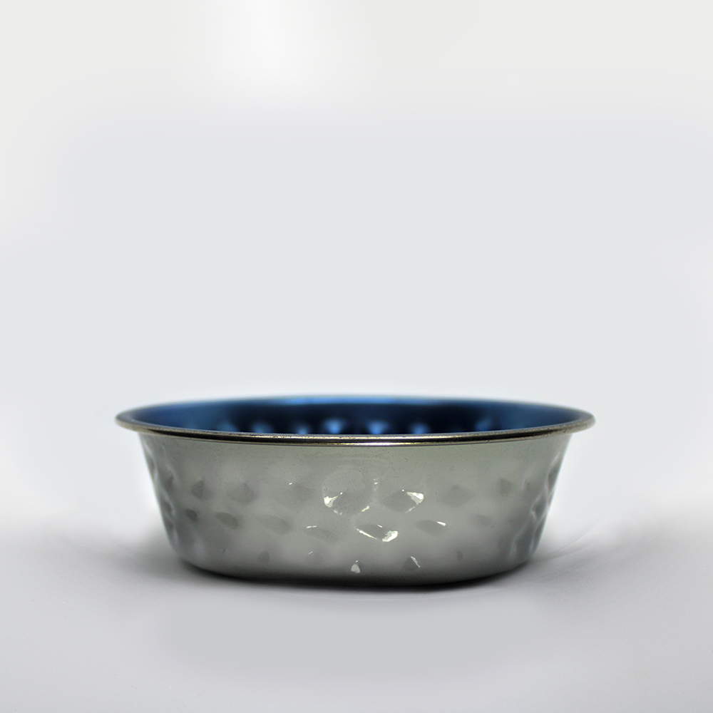 Hammered Bowl - Metallic Blue & Grey