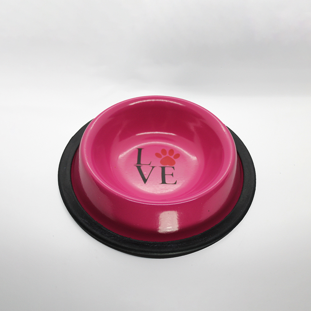 Non-Skid Cat Dish - Pink with Paw Decal
