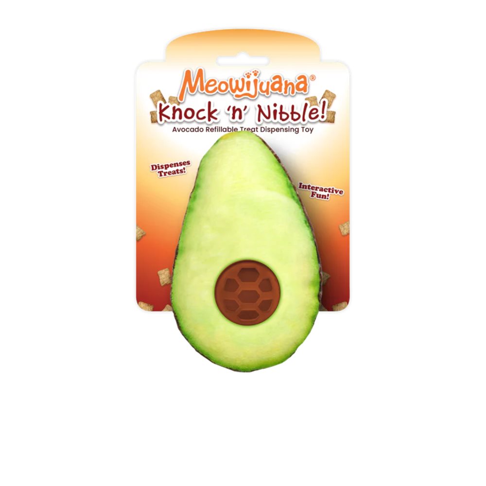 Meowijuana Knock n Nibble Treat Dispenser Avocado