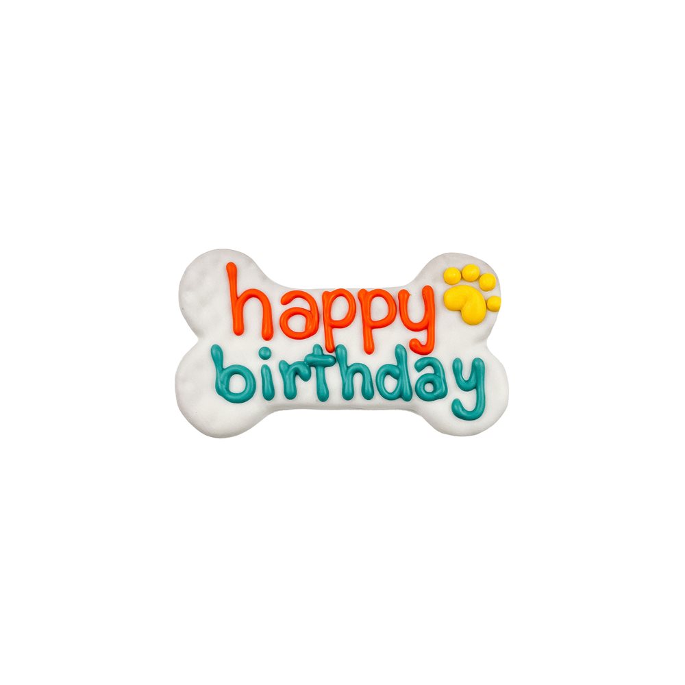 Decorated Dog Cookie - Happy Birthday Bone