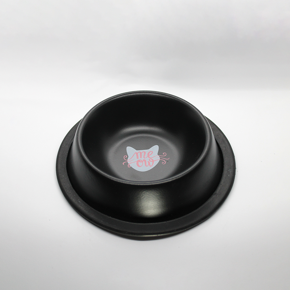 Non-Skid Cat Dish - Black with Cat Decal